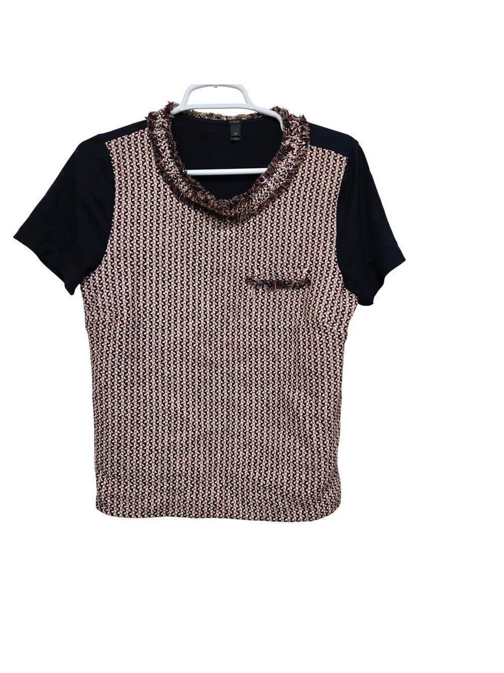 J.Crew Silk Blend Tweed Front Tee Medium Preppy Quiet Luxury - Picture 3 of 9